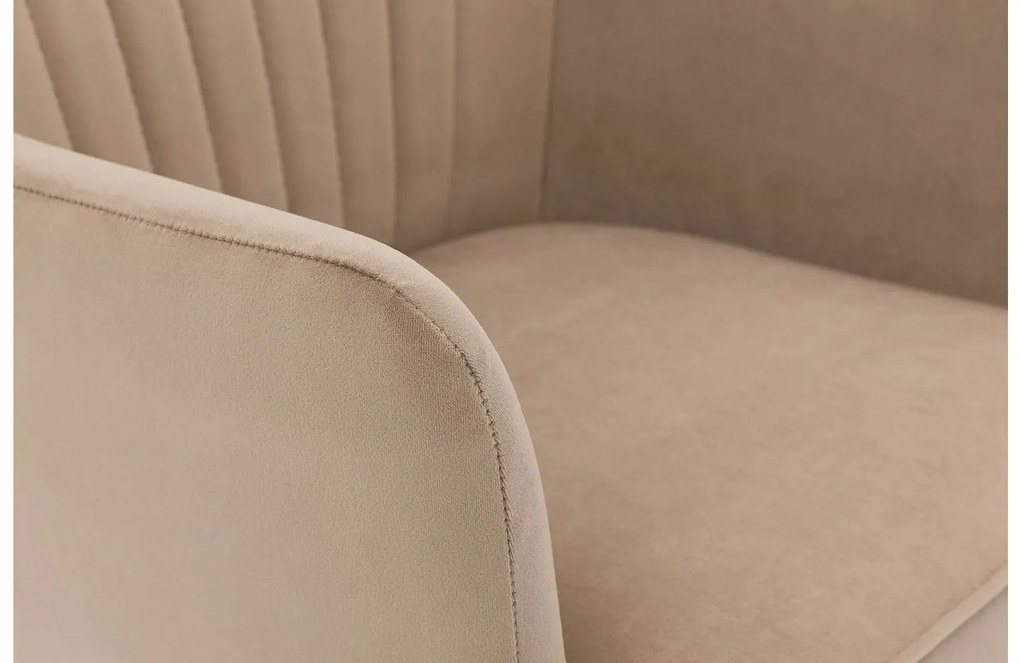 Goossens Eetkamerstoel Rob bruin velvet stof met armleuning, urban industrieel