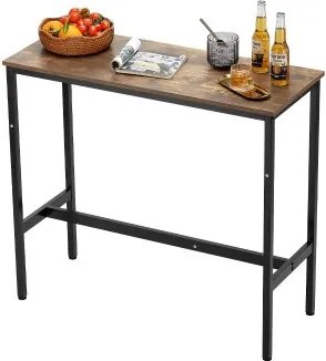 VEVOR Bartafel Bistrotafel Pubtafel met metalen frame, smalle en lange keukentafel Eettafel (991 x 406 x 902 mm), displaytafel voor woonkamerfeesten pubs eetkamer cafés, bruin en zwart