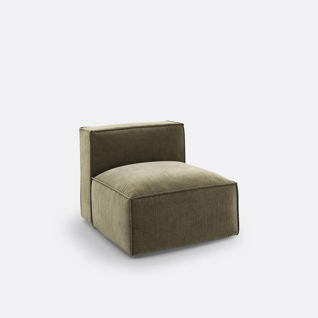 Fauteuil voor modulaire bank, in vintage ribfluweel, Seven