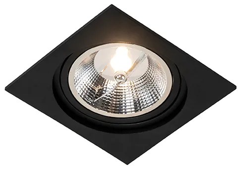 Vierkante inbouwspot zwart verstelbaar - Chuck 111 Modern GU10 Binnenverlichting Lamp