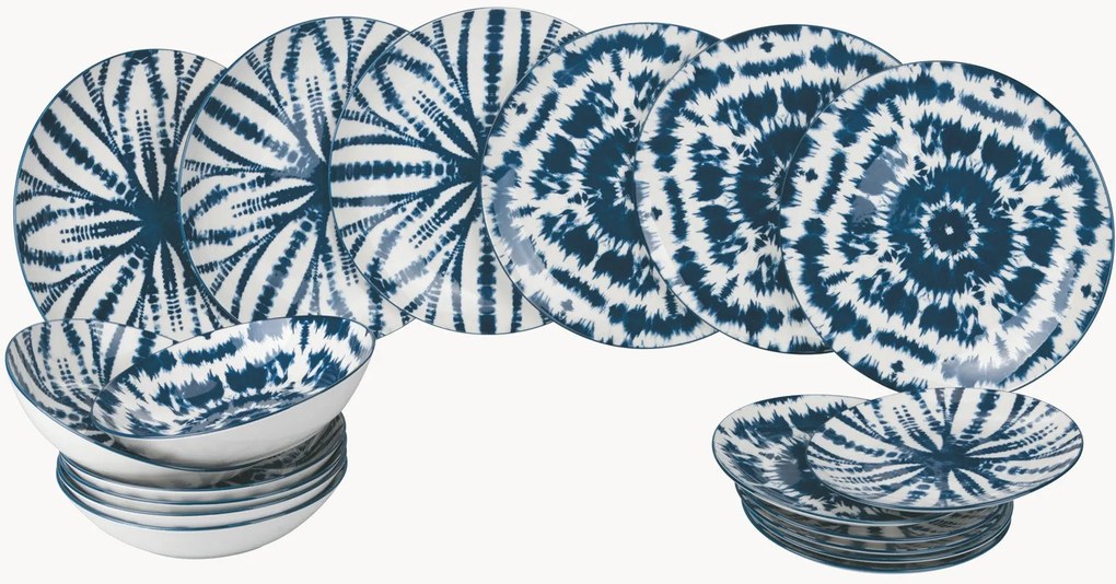 Porseleinen serviesset Blue, 6 personen, 18-delig