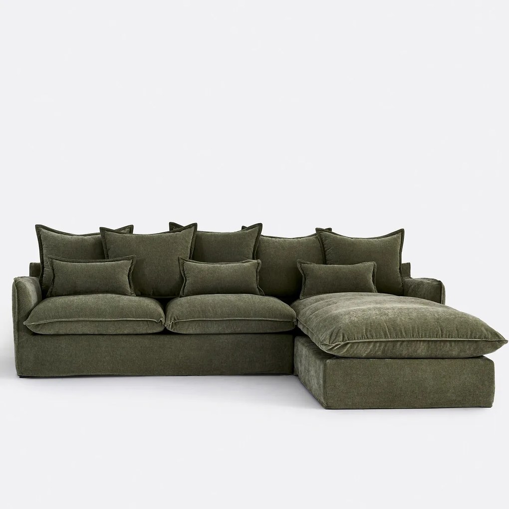 Hoekbank rechts, met afneembare hoes, 4-zits, in gemêleerd polyester, ODNA