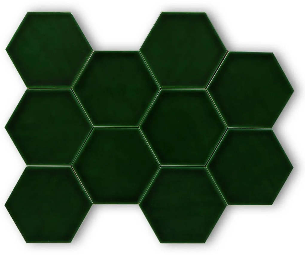 Hoogglans Handvorm Wandtegel 10.8x12.4 Cm Hexagon Princeton Emerald Groen RBT63