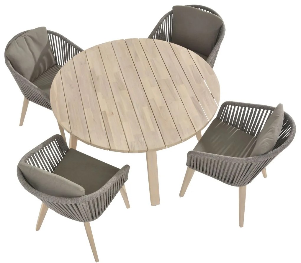 4 Seasons Outdoor Santander tuinset met derby tafel rond 130 cm  Tuinset    antraciet weerbestendig