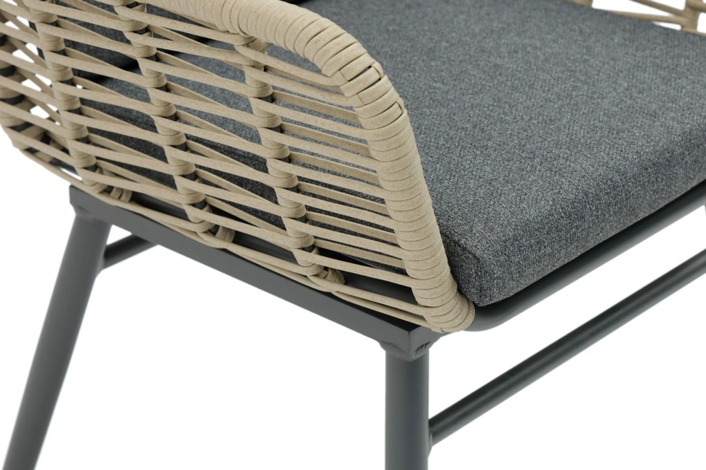 Tuinset Ronde Tuintafel 6 personen 160 cm Rope Grijs Coco Antoni/Rockville