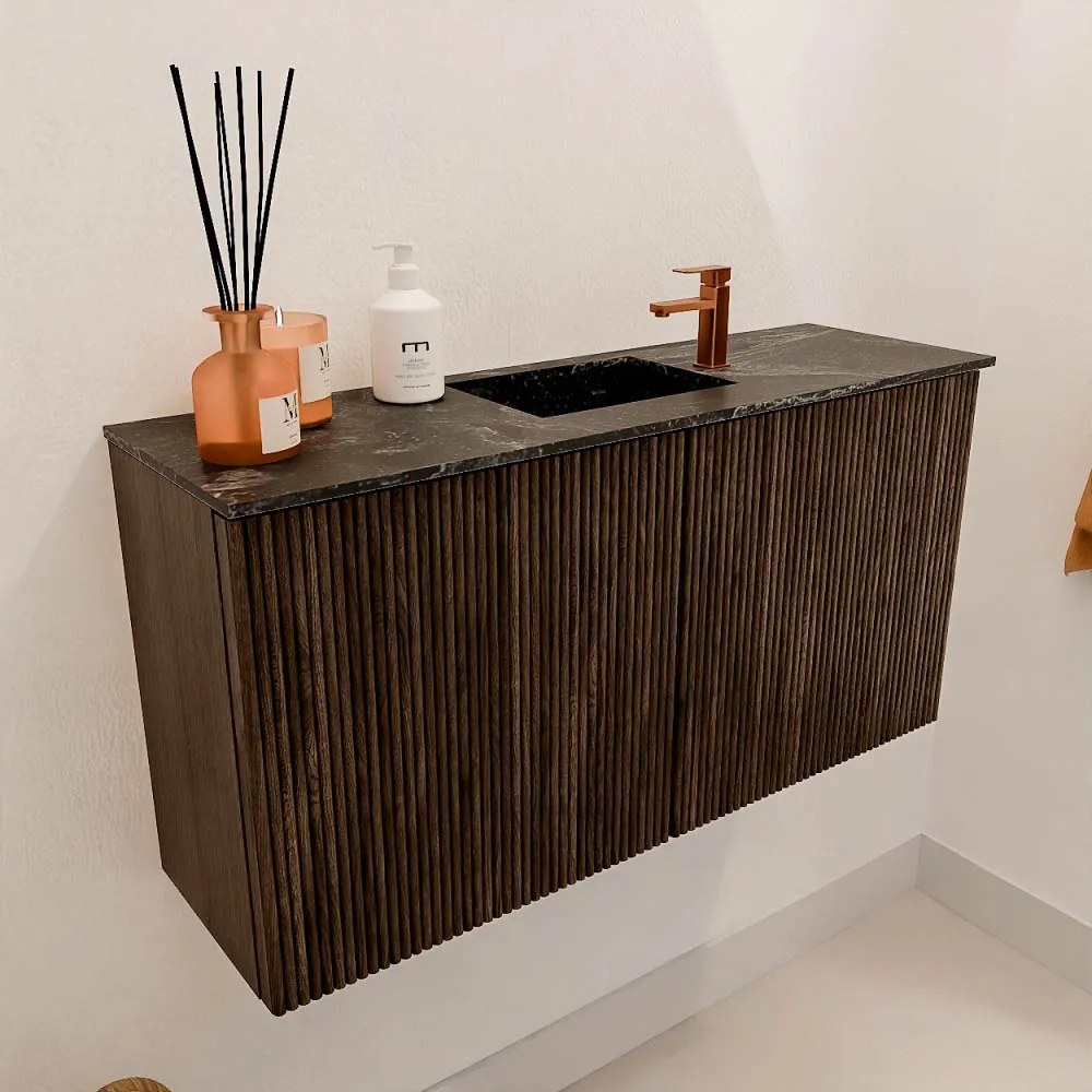 Mondiaz Joya DLux 80cm toiletmeubel walnut met wastafel faye midden 1 kraangat lava