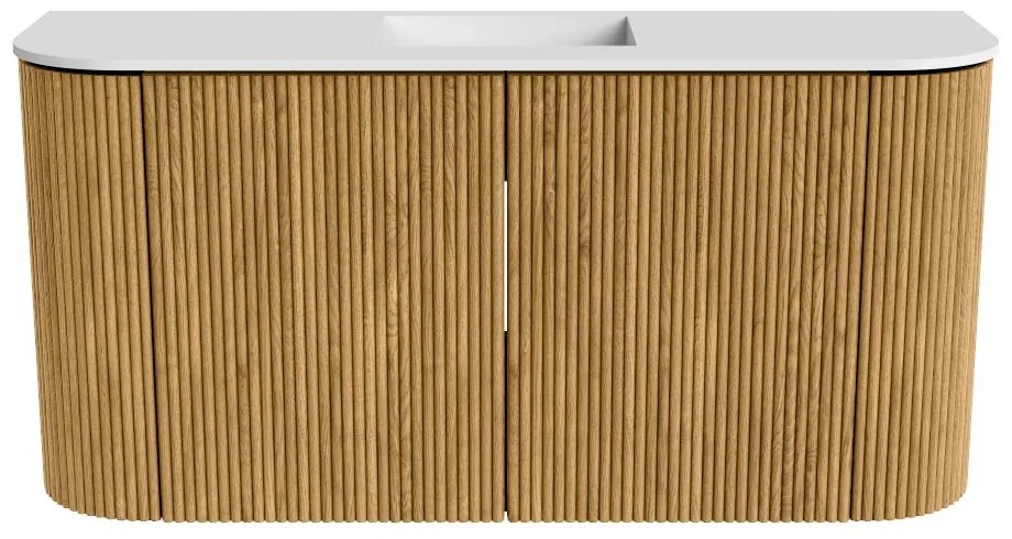 Mondiaz Joya 85cm toiletmeubel ronding links/rechts oak met wastafel faye midden zonder kraangat talc