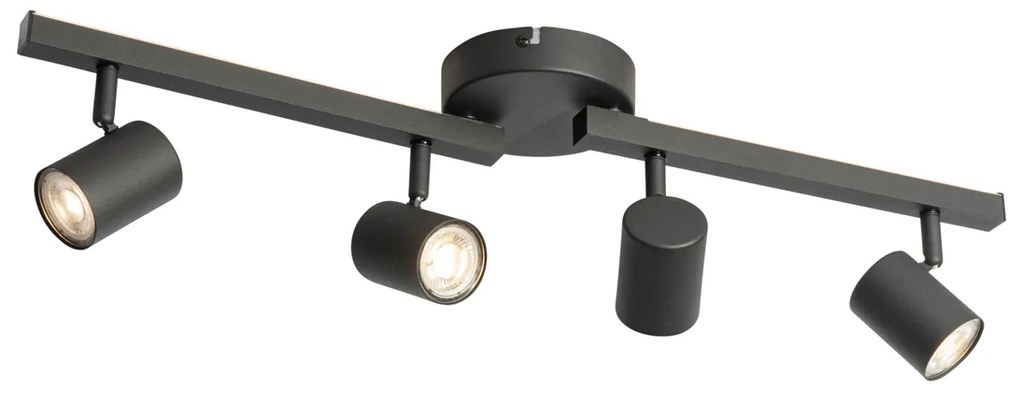 PlafondSpot / Opbouwspot / Plafondspot zwart GU10 50mm 4-lichts incl. backlight - Back Up Modern GU10 rond Binnenverlichting Lamp