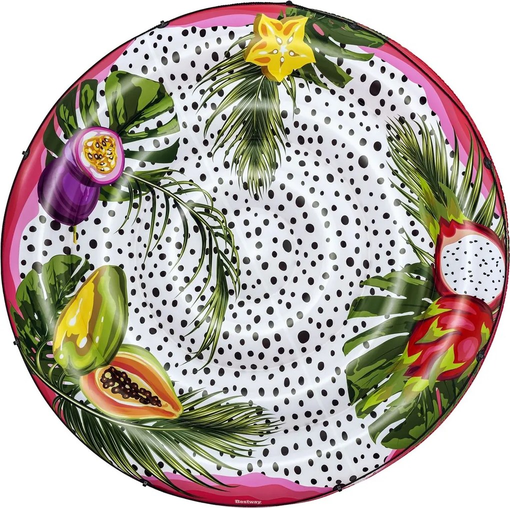 Bestway opblaasbare luchtmatras Fruits of Paradise zwembadeiland - Diameter 173 x 25 cm - 2 personen