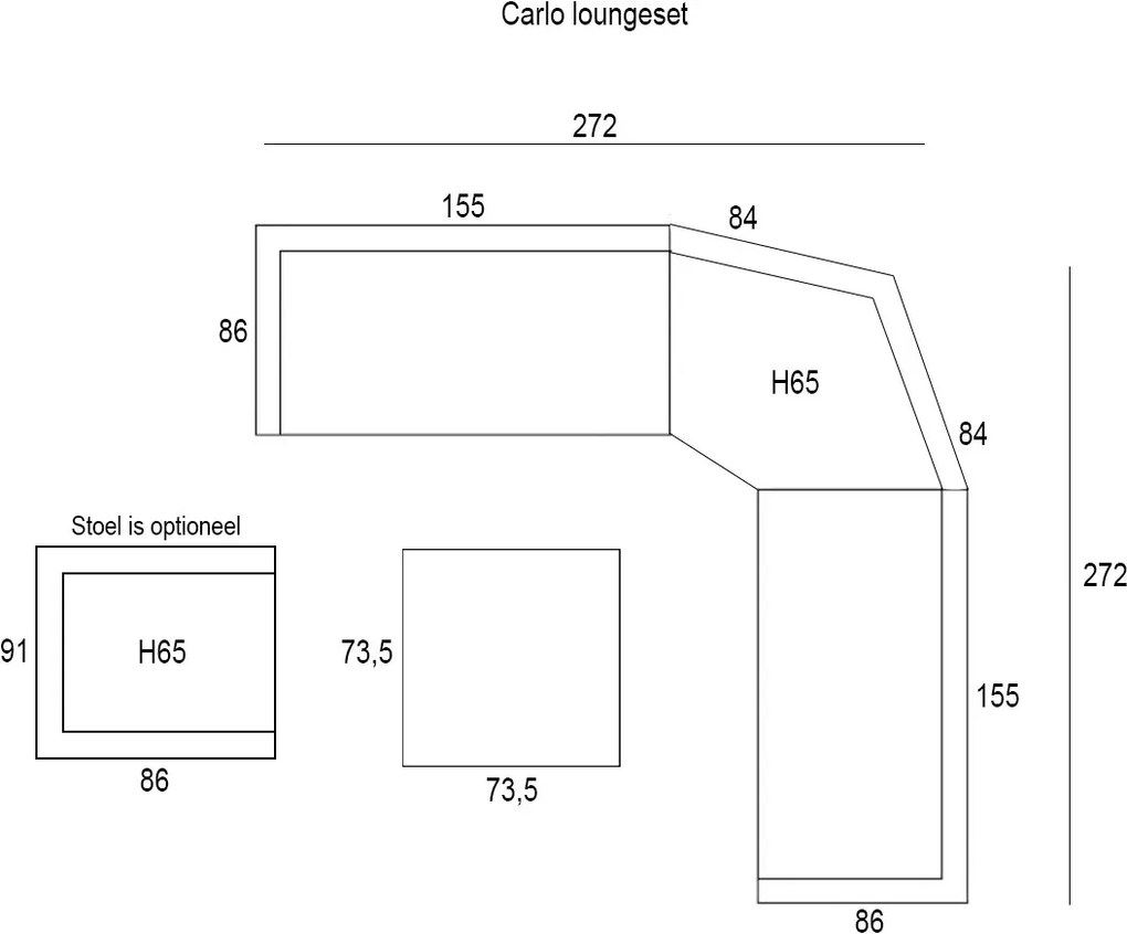 Garden Impressions Carlo loungeset 5-delig XL - vintage willow