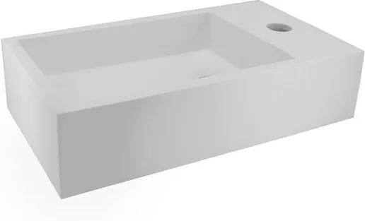 Fontein Toilet Nila - Toiletmeubel Wc Solid Surface - Mat Wit Rechts 40x22cm