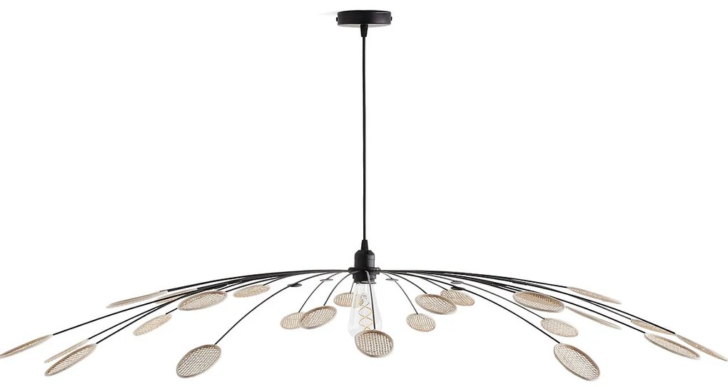 Hanglamp in metaal en rotanØ138 cm, Léonie