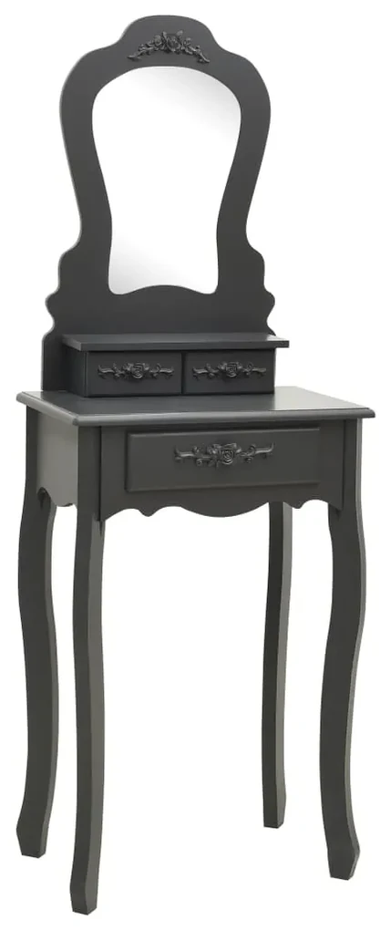 vidaXL Kaptafelset met kruk 50x59x136 cm paulowniahout grijs