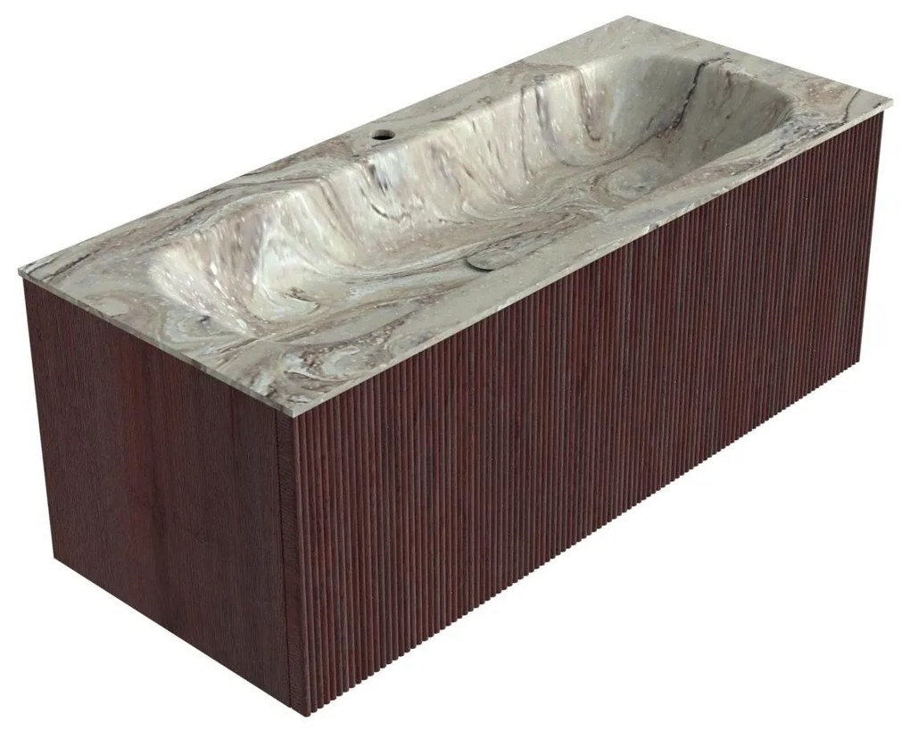 Mondiaz Kurve-dlux 110cm badmeubel ruby met 1 lade en wastafel big medium midden 1 kraangat glace