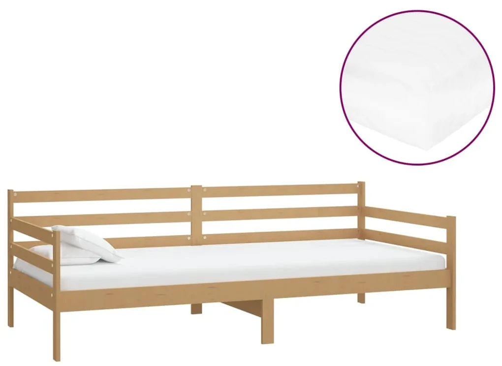 vidaXL Slaapbank met matras massief grenenhout honingbruin 90x200 cm