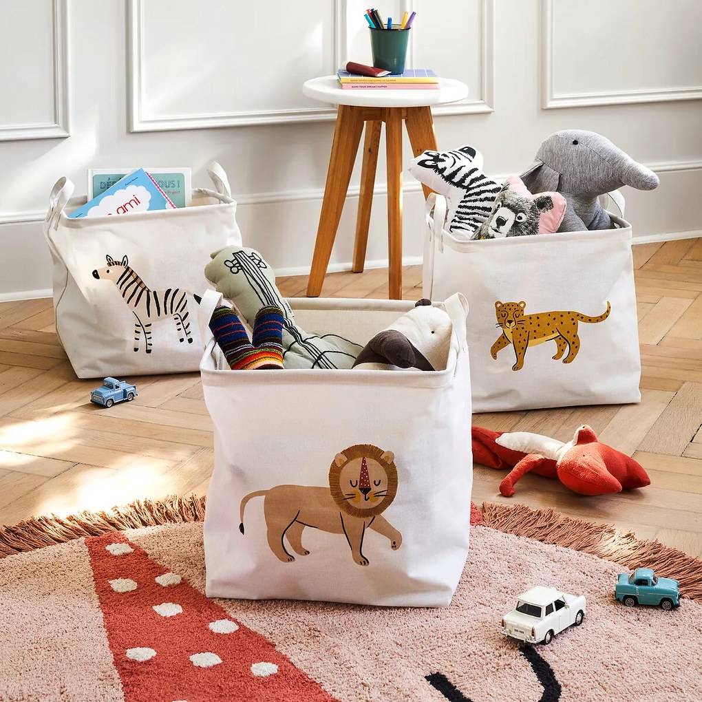 Vierkante mand met zebra motief, Junglito