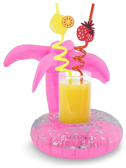 Palmboom drinkhouder - roze - 22x20x30 cm