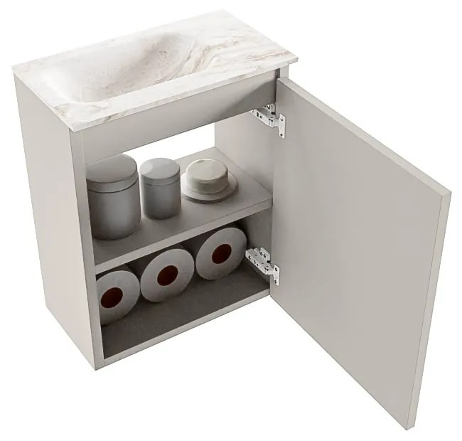 Mondiaz Ture DLux toiletmeubel 40cm linen met wastafel frappe links zonder kraangat