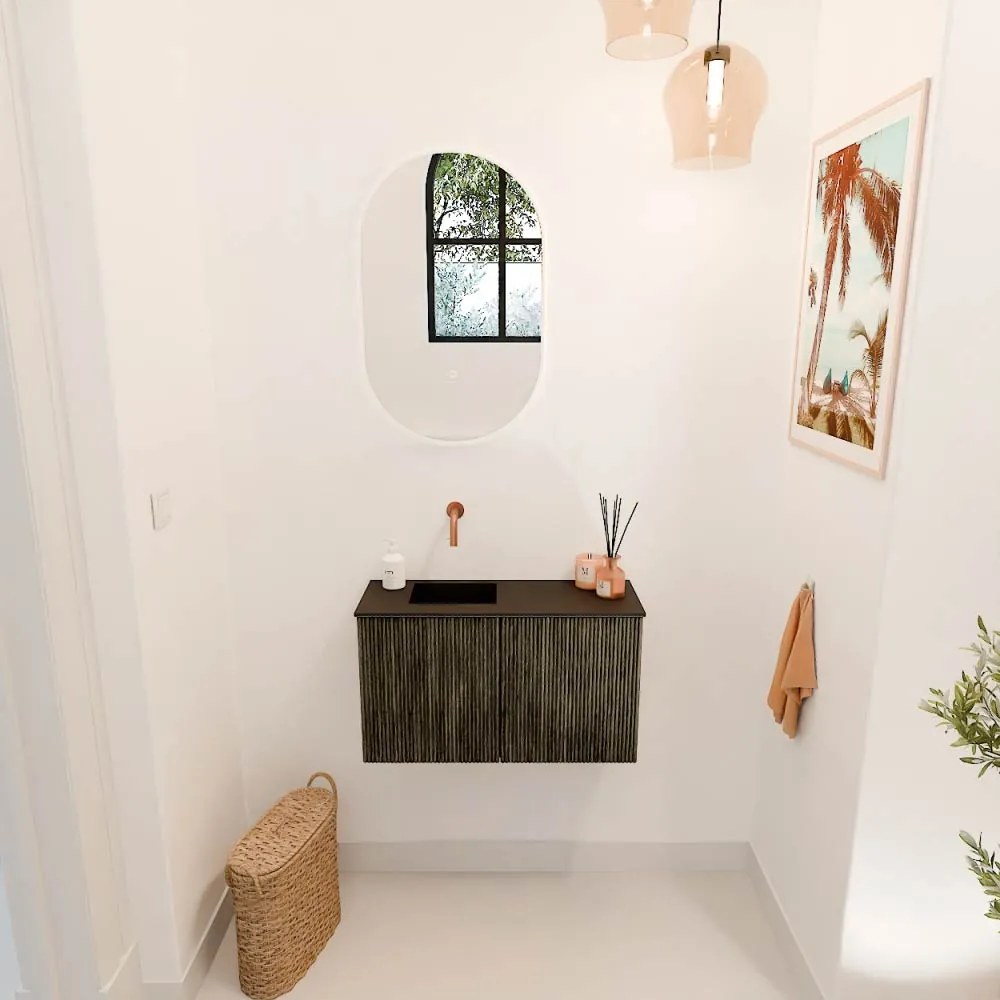 Mondiaz Joya 70cm toiletmeubel shadow met wastafel faye links zonder kraangat urban