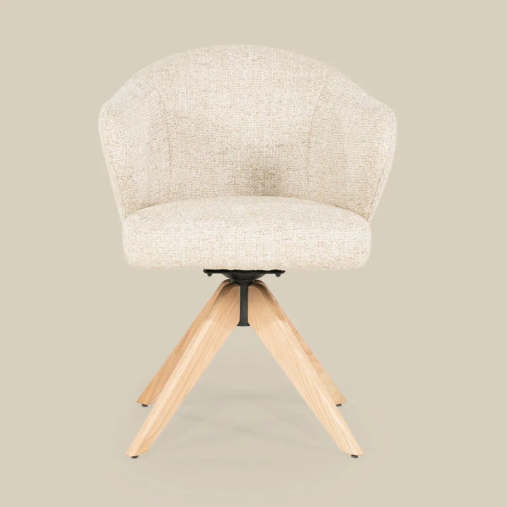 Eetkamerstoel Met Eiken Poten Draaibaar Beige