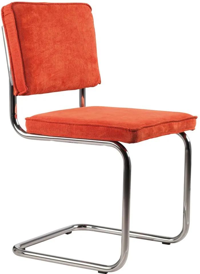 Zuiver Ridge Rib stoel zonder armleuningen oranje set van 2