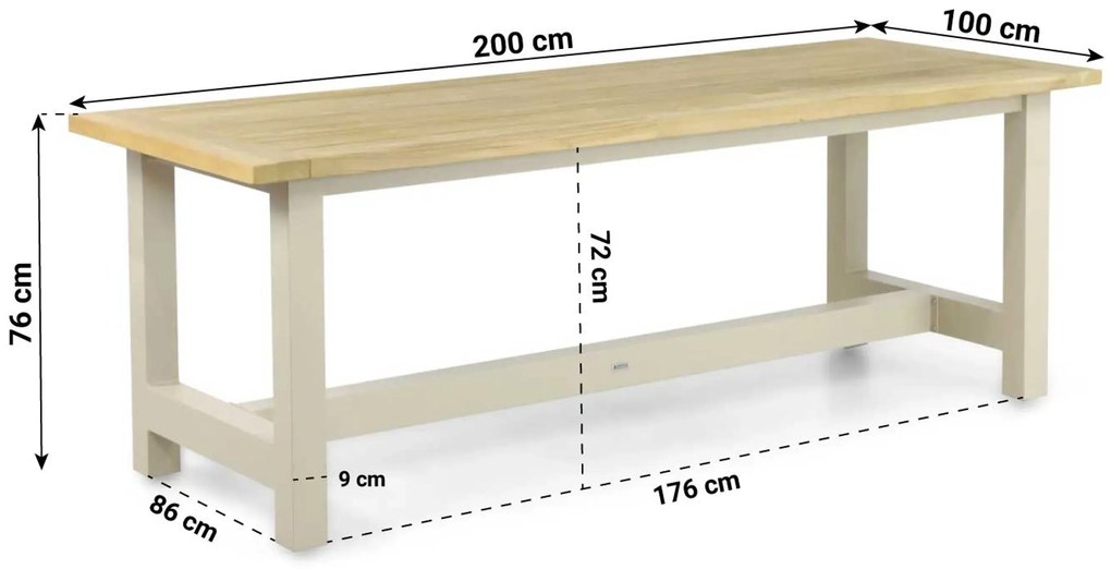Tuinset 4 personen 200 cm Aluminium Zand/Beige Lifestyle Garden Furniture Timo/San