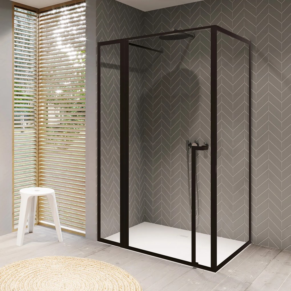 Riho Lucid GD203 douchecabine 80x90cm met 30cm zijwand zwart mat