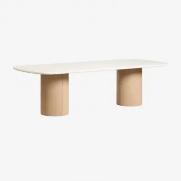 Rechthoekige Eettafel Van Beton En Acaciahout Sharpay 270 X 110 Cm - Sklum