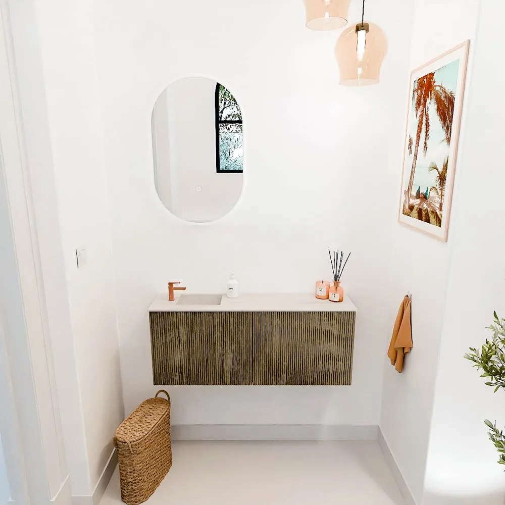 Mondiaz Joya DLux 100cm toiletmeubel dusk met wastafel faye links 1 kraangat meli