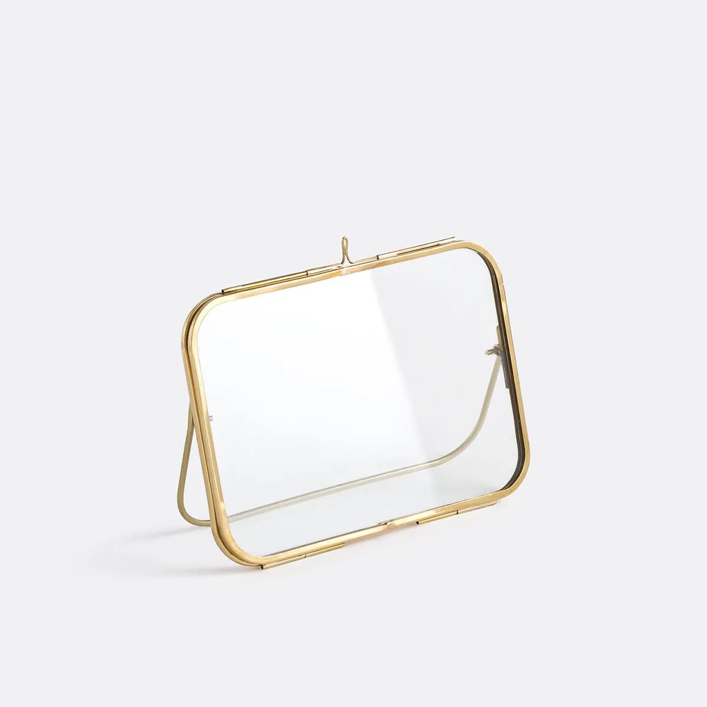 Staand fotokader in messing en glas, H18 cm, Uyova