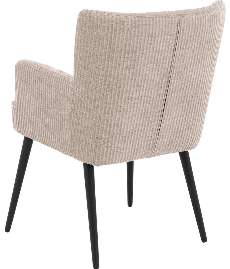 Goossens Eetkamerstoel Rob beige stof met armleuning, urban industrieel