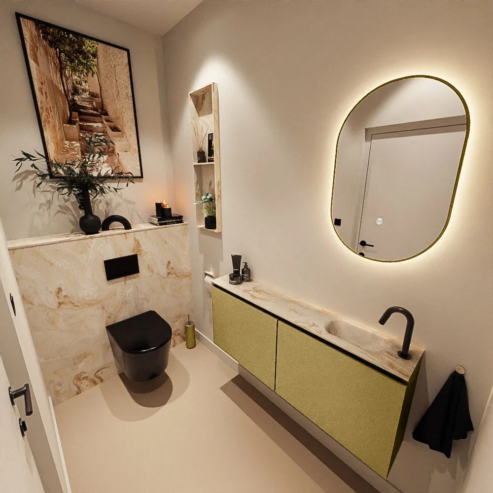 Mondiaz Ture DLux toiletmeubel 120cm oro met wastafel frappe rechts met kraangat