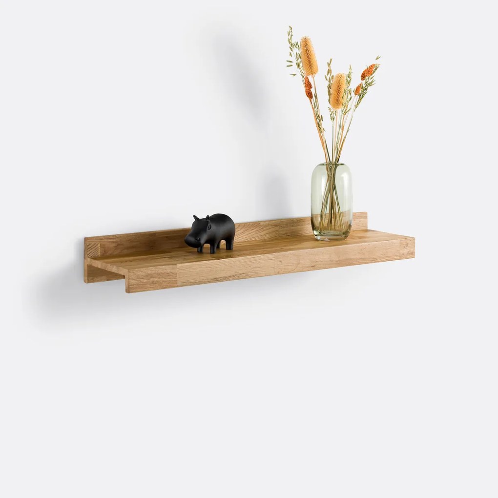 Wandplank, massief eiken, lengte 80 cm, Hiba