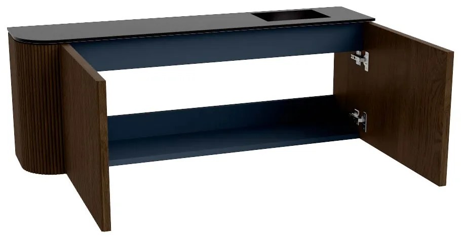 Mondiaz Joya 110cm toiletmeubel ronding links walnut met wastafel faye rechts 1 kraangat urban