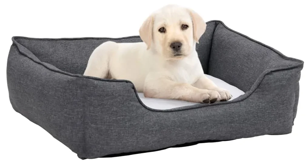 vidaXL Hondenmand linnen-look 85,5x70x23 cm fleece grijs en wit