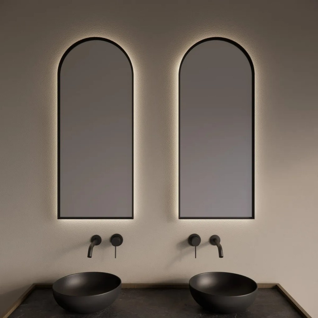 Gliss Design Delta spiegel met LED-verlichting 40x100cm mat zwart