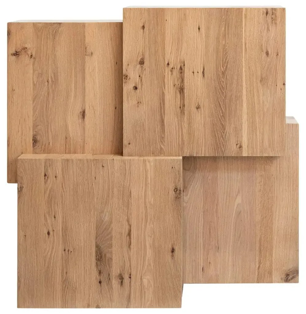 Richmond Interiors Lennox Salontafel Vierkante Blokken Naturel Eiken - 100 X 100cm.