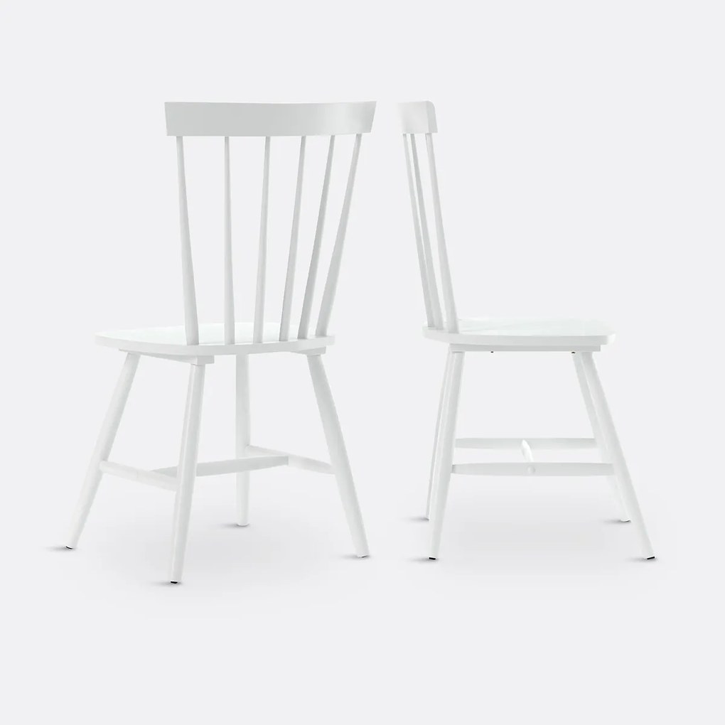 Set van 2 stoelen met spijlen in massief hevea, Jimi