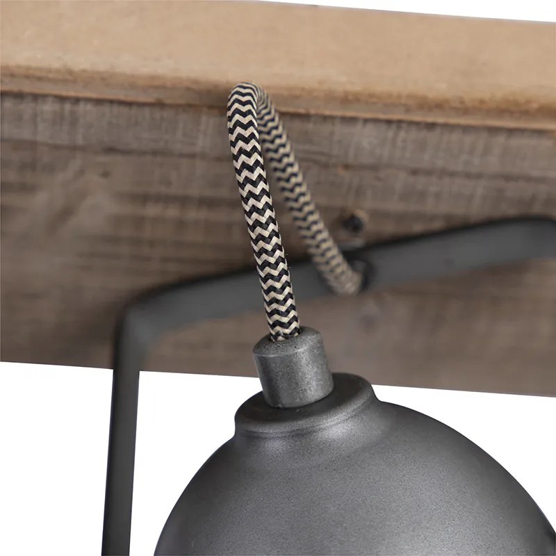 Smart Spot / Opbouwspot / Plafondspot staal met hout kantelbaar incl. 3 WiFi GU10 - Emado Industriele / Industrie / Industrial GU10 Binnenverlichting Lamp