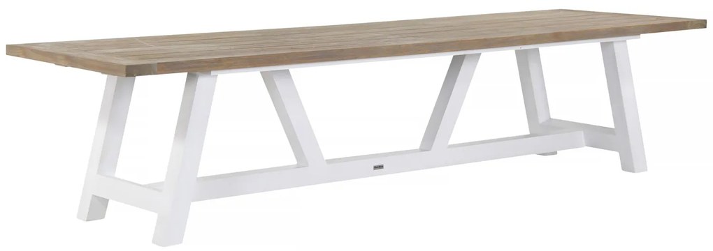 Dining Tuintafel rechthoekig 260 x 100 cm Aluminium/teak Wit Florence