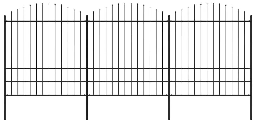 vidaXL Tuinhek met speren bovenkant (1,75-2)x5,1 m staal zwart