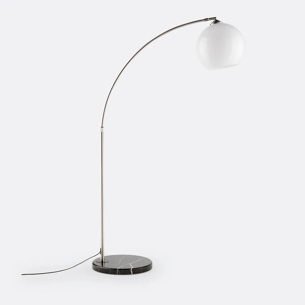 Booglamp in staal, marmer en acryl, Bowata