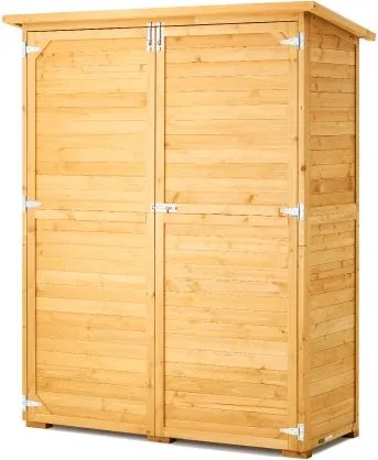VEVOR tuinhuis 1400 x 600 x 1715 mm, grote houten opbergkast met waterdicht dak en metalen frame, dubbele afsluitbare deuren, gereedschapsschuur, tuinkast met planken en vloer