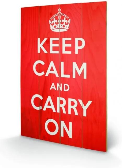 Keep Calm and Carry On Schilderij op hout, (40 x 59 cm)
