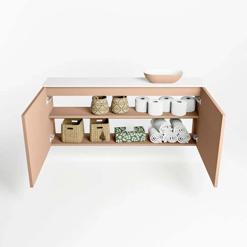 Mondiaz Fowy toiletmeubel 120cm rosee met oudroze waskom rechts zonder kraangat