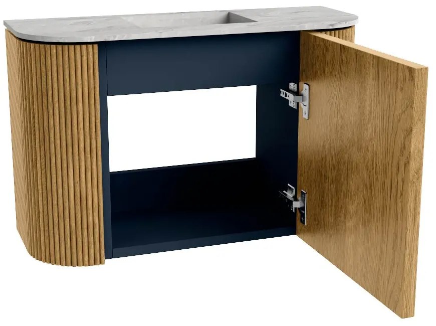 Mondiaz Joya DLux 65cm toiletmeubel ronding links/rechts oak met wastafel faye midden zonder kraangat glace