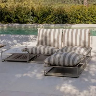 Amaro Tuinset Met 2-delige Modulaire Bank, Bijzettafel En Omvormbare Voetenbank Tapioca Beige - Bruin - Mokka - Sklum