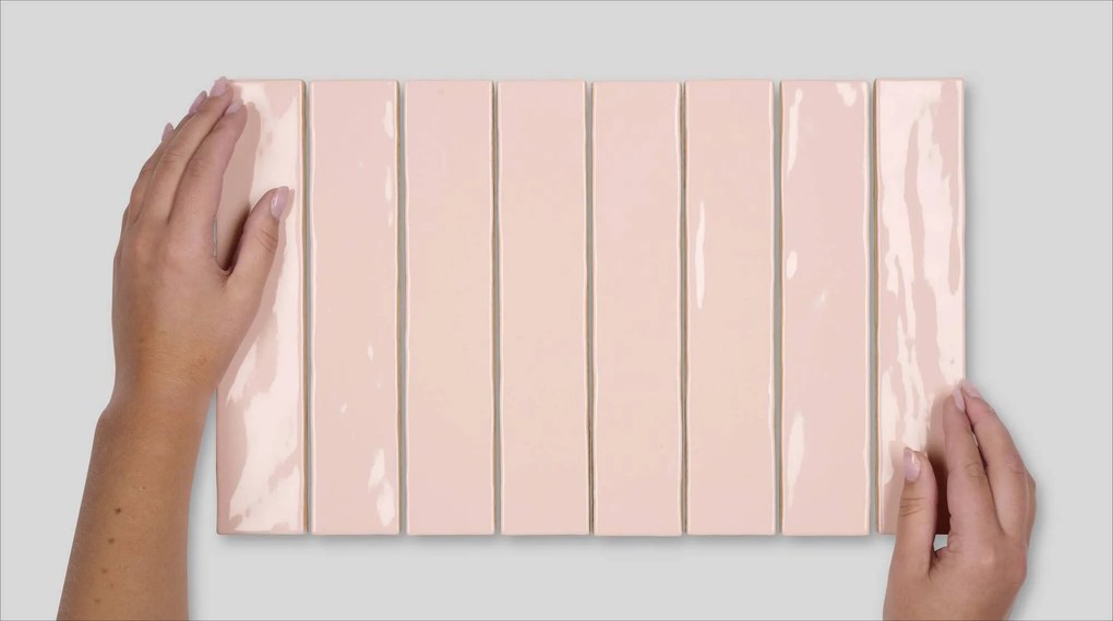 Wandtegel roze visgraat Sartoria Vernici 25x5cm baby pink glans gerectificeerd