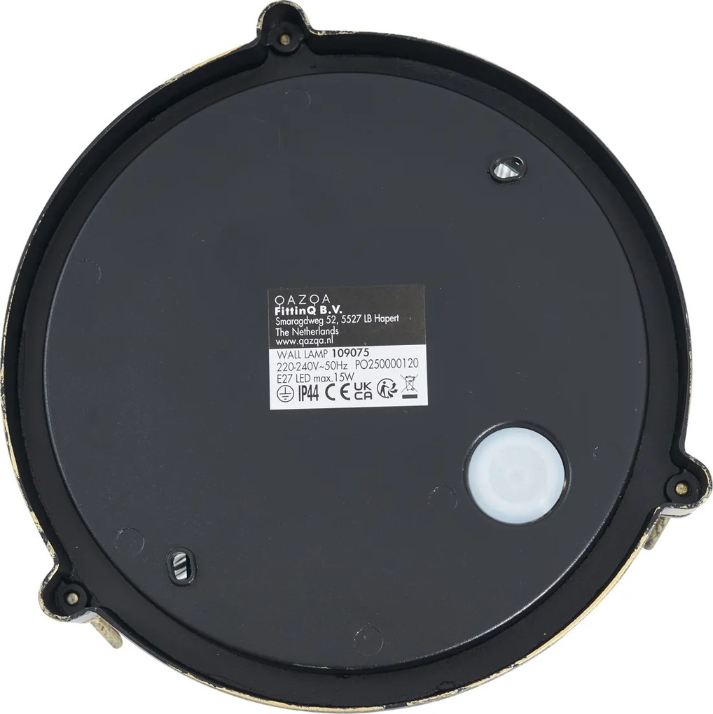 Buiten wand- en plafondlamp antiek goud rond IP44 - Noutica