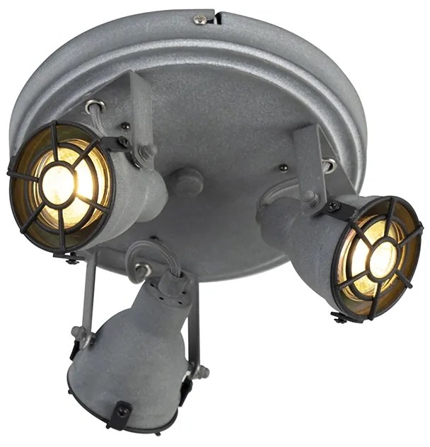 Stoere Spot / Opbouwspot / Plafondspot betonlook 3-lichts - Medox Industriele / Industrie / Industrial GU10 rond Binnenverlichting Lamp